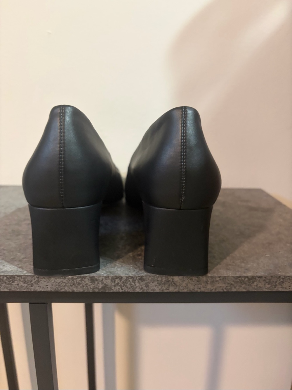 Franco Sarto Black Leather Pointed-Toe Mid Heel Pumps - Picture 5 of 8